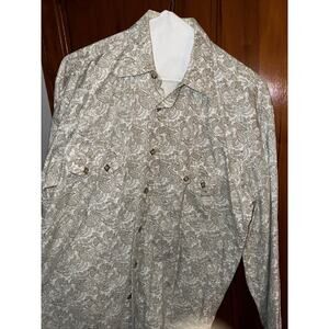 Larry Mahan Shirt Mens Size Small Beige Western Button Up Casual Squ Pearl Snap